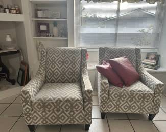 Pair of Furniture of America Parker Diamond Pattern Accent Chairs