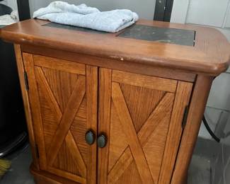 Oak and Slate Accent Cabinet