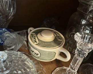 Royal China Currier Ives Green Sugar Bowl with Lid