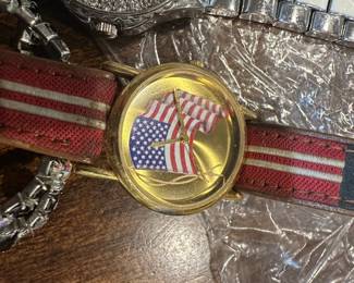 Vintage Valdawn American Flag Quartz Wristwatch