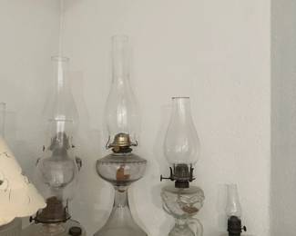 Collection of Four Antique and Vintage Oil Lamps