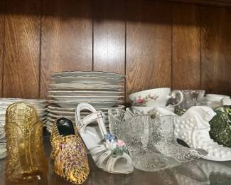 Collection of Vintage Glass and Porcelain Miniature Shoes