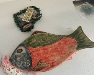 Vintage Desuir Vietri Italian HandPainted Ceramic Fish Platter
