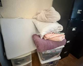 Assorted Household Linens and Plastic Storage Lot