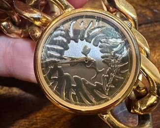 Anne Klein Lion Head Chain Bracelet Watch