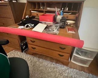 Vintage Maple Slant Front Secretary Desk