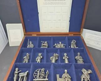 Franklin Mint The People of Colonial America Pewter Figurine Collection w Display Chest COAs