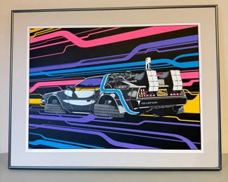Anville Signed Numbered Limited Edition DeLorean Back to the Future Pop Art Print Framed