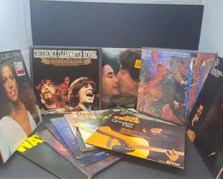 14 Vintage 1960s 80s Rock, Folk Rock Pop Vinyl LP Records Incl. Santana, Creedence, Cat Stevens
