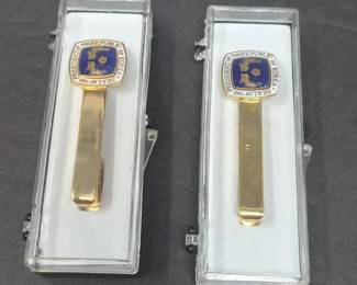 Pair of GoldTone Republic of Korea Presidential Seal Tie Clips Boxed