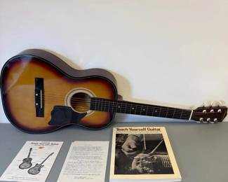 Vintage Sunburst Acoustic Student Guitar, Harmony Model, w Orig. Packaging Instruction Booklet