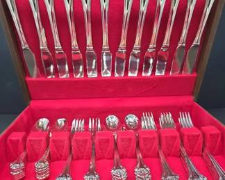Vintage Royal Limited Silverplate Flatware Set with Wooden Storage Chest Made in Korea