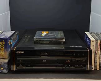 Vintage Pioneer Elite DVL90 LD DVD CD Player with Assorted DVD Collection
