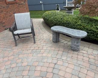 . . . cement bench and patio chair