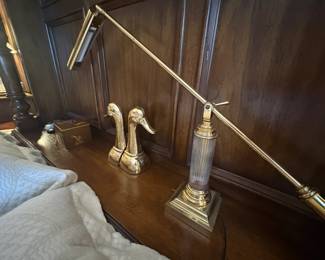 . . . brass duck bookends and lamp
