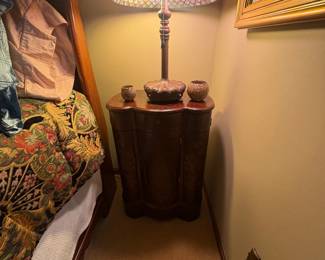 . . . cute night stand and lead-glass lamp