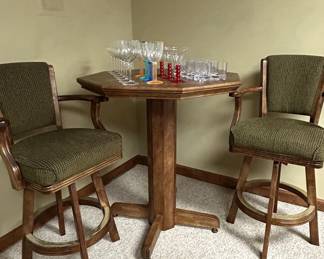 Mikhail Darafeev Swivel Bar Stools and Octagonal Game Table