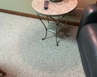 MidCentury Modern Style Terrazzo Side Table with Textured Ceramic Table Lamp