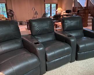 ThreeSeat Leather Home Theater Recliner