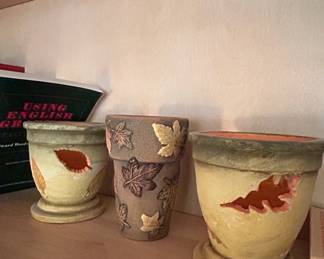 Set of Three Decorative FallThemed Planters