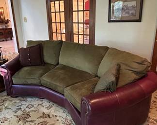 Richard Honquest Fine Furnishings Leather and Fabric Sofa