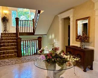 Neoclassical Style Pedestal Console Table