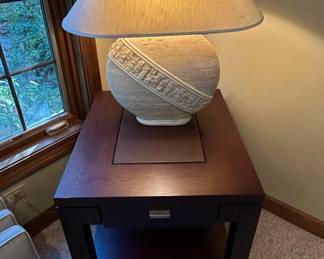 Walter E. Smithe Custom Furniture Side Table with Postmodern Textured Lamp