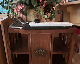 Vintage MissionStyle Oak Rolling Storage Cabinet