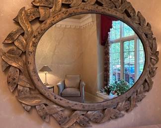 Italian Neoclassical Style Giltwood Leaf Mirror