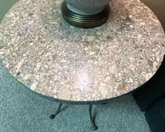 MidCentury Modern Style Terrazzo Side Table with Textured Ceramic Table Lamp third image