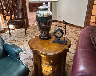 Quatrefoil LeatherTop Drum Table