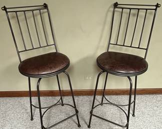 Walter E. Smithe Wrought Iron Swivel Bar Stools