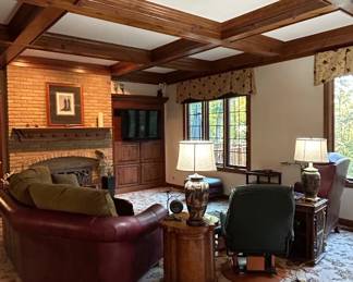 Leather Recliner and Ottoman Set