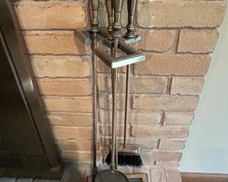 Vintage Brass Fireplace Tool Set with Stand
