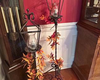 Pair of Wrought Iron Floor Lanterns