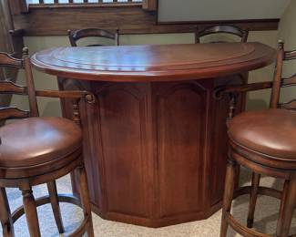 Traditional Wooden Game Table and Swivel Bar Stool Set second image