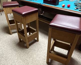 Set of Three Oak Bar Stools