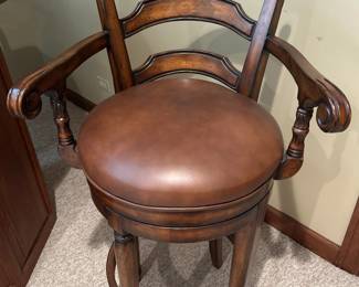 Traditional Wooden Game Table and Swivel Bar Stool Set third image