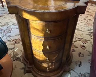 LeatherWrapped FourDrawer Side Table
