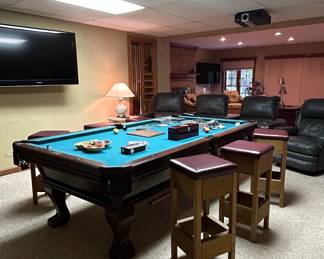 Billiard Table with Matching Bar Stools Set