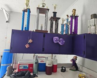 Hot rod trophies and memorabilia