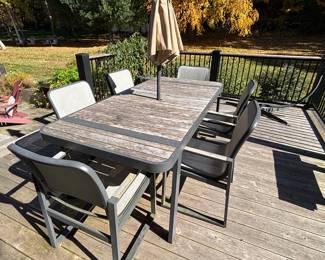 Outdoor teak dining set with 6 chairs 