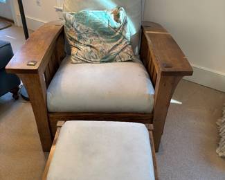 Stickley leather chair & footstool 