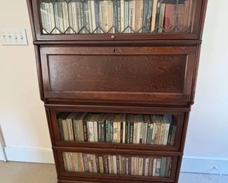 Barrister bookcase with desk & leaded glass 