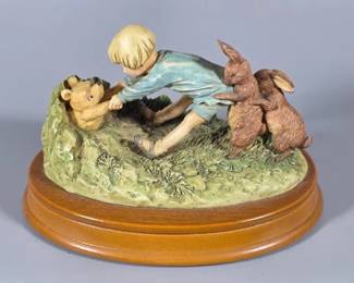 Walt Disney 'Classic Pooh' Christopher Robin and Pooh figurine with wood base