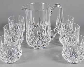 Waterford crystal pitcher and glasses