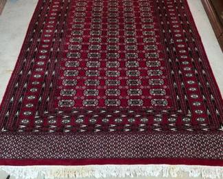 Bokhara-style hand-knotted wool area rug