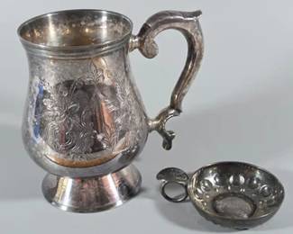 Silverplate wine tasting cup and mug