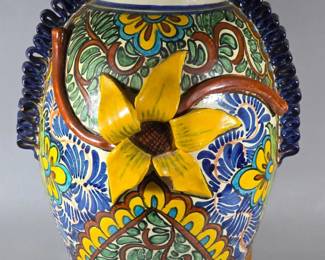 Handcrafted Mexican Talavera ceramic flower vase