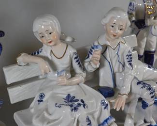 Blue white porcelain figurines